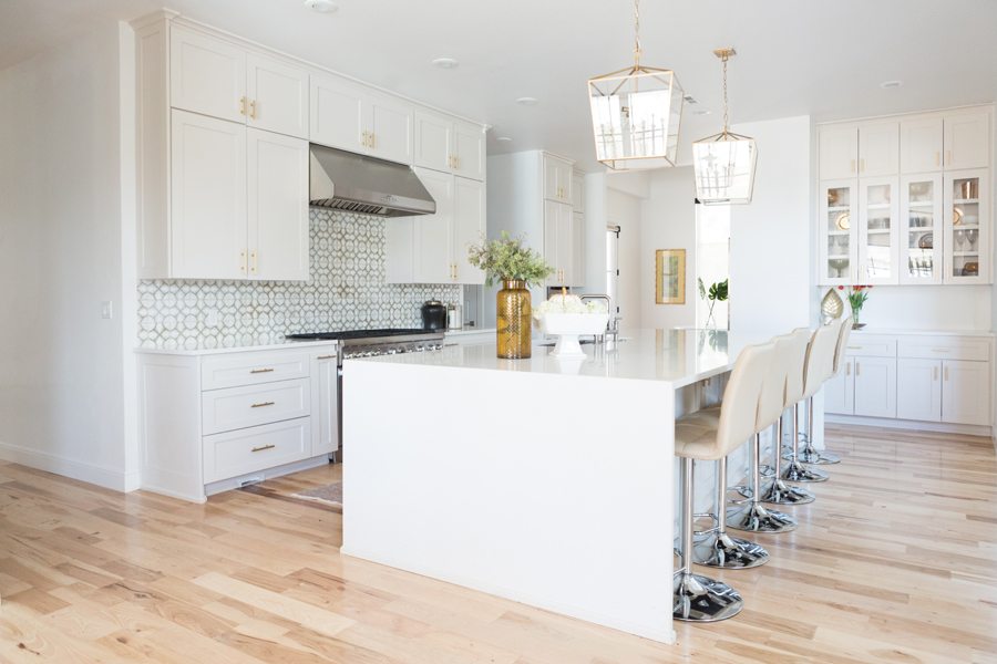 brass lighting in a living room