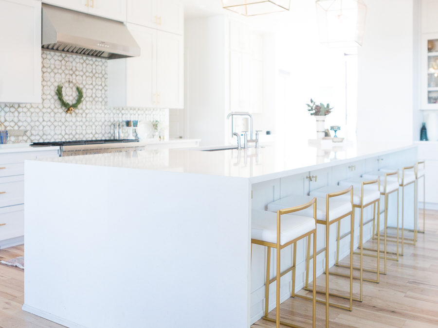 10 Affordable Gold Bar Stools for Home Design large quartz waterfall