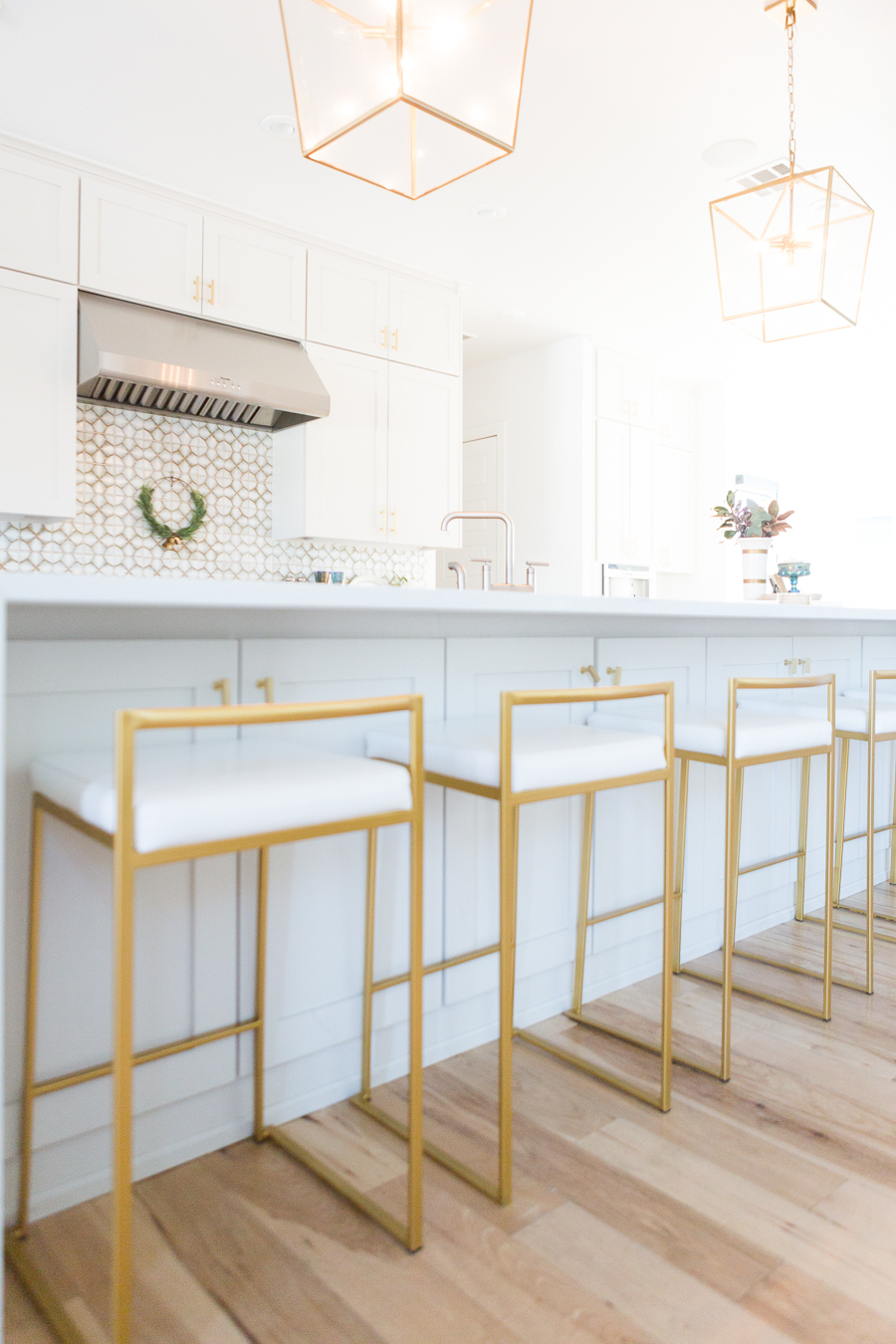 wood and gold counter stools