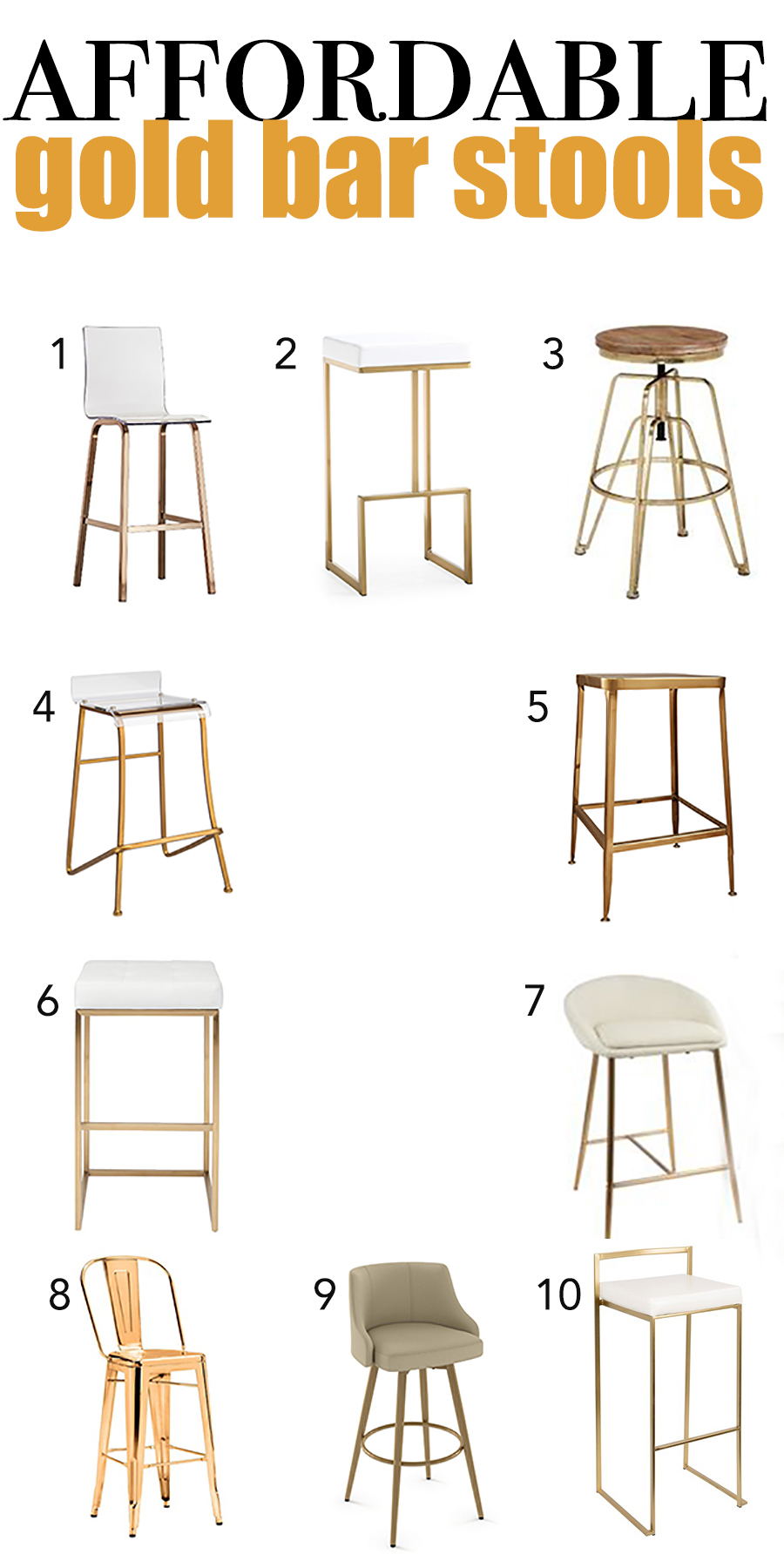 10 Affordable Gold Bar Stools for Home Design CC and Mike