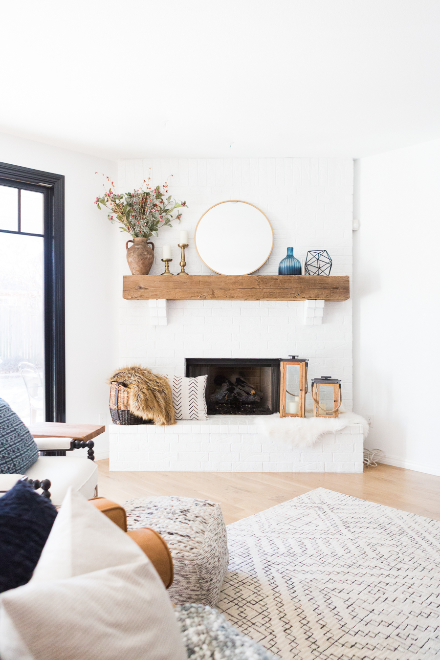 corner brick fireplace makeover