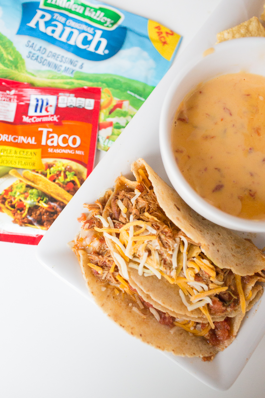 Two Minute Crockpot Chicken Ranch Tacos-3