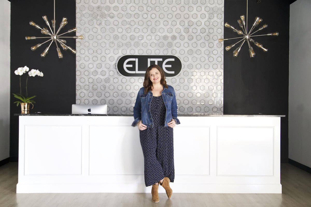 elite dance studio with designer carissa miller wearing jean jacket and jumpsuit