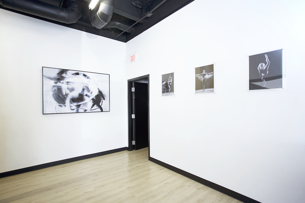 elite dance studio black and white photography on white walls