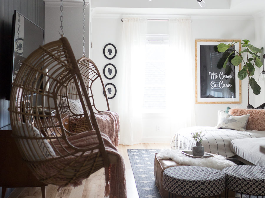 CC and Mike Teen Hangout Room Reveal with Joybird Sectional woven