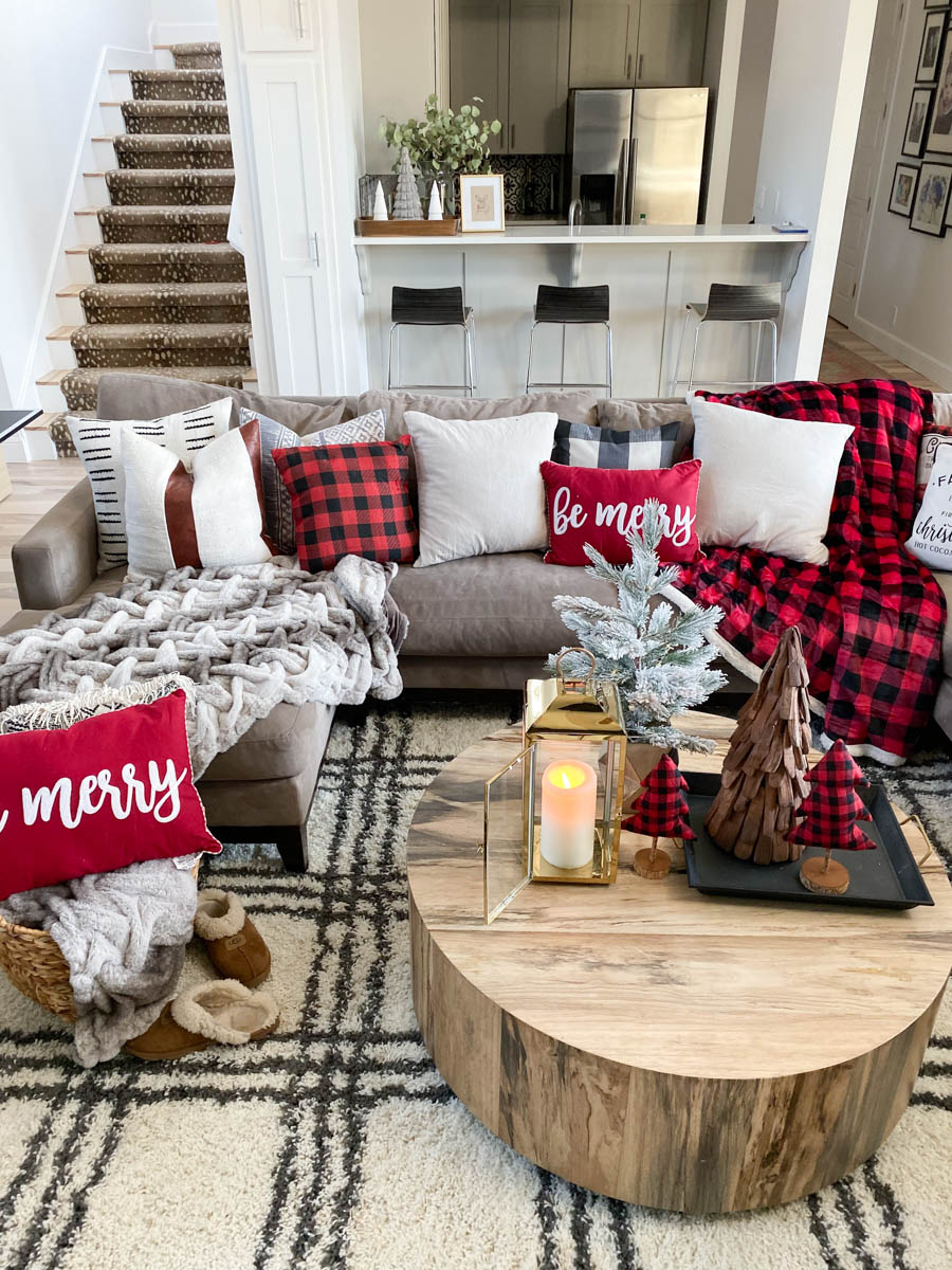 Affordable Buffalo Plaid Holiday Pillows and Decor, CC and Mike