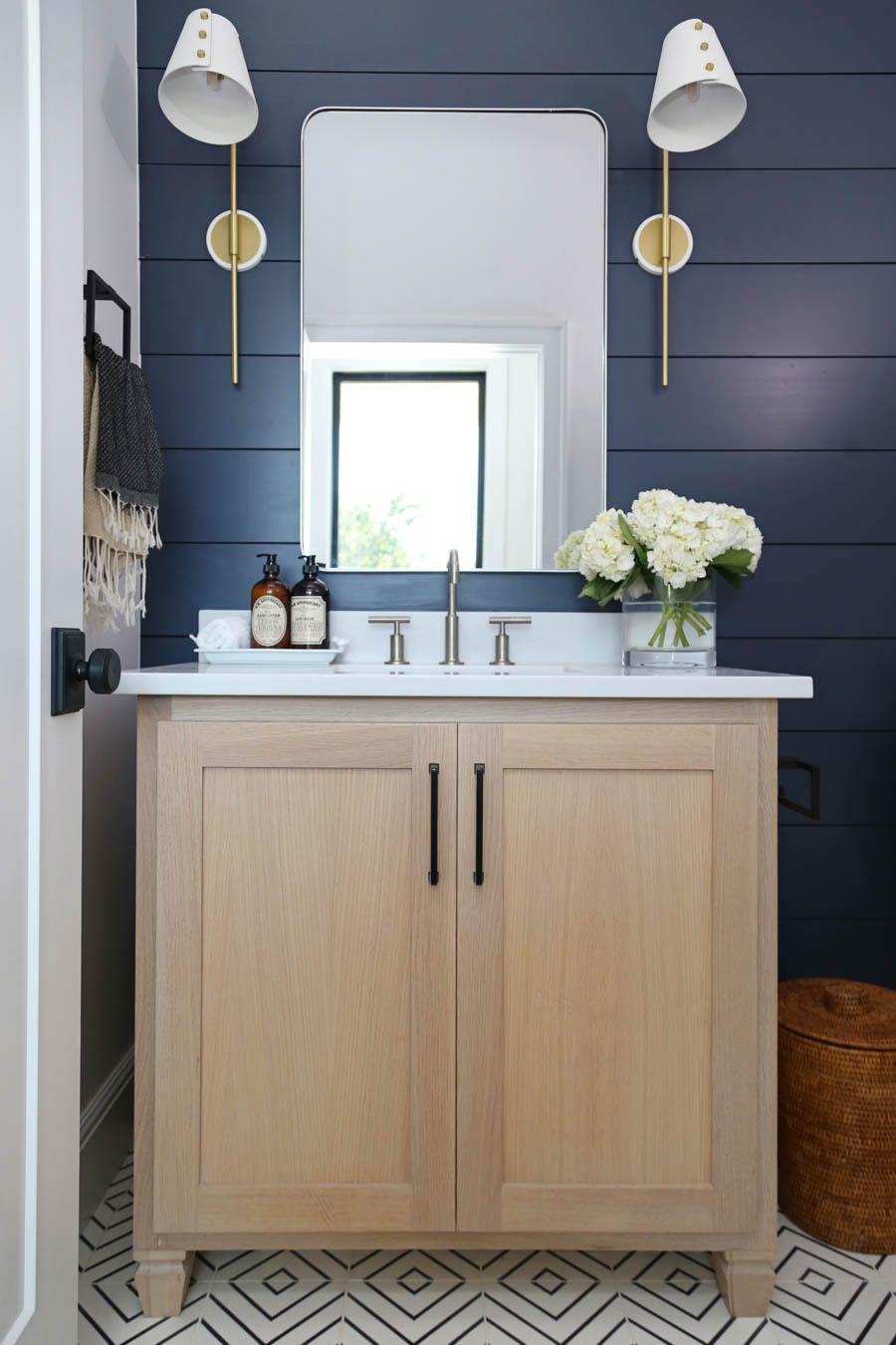 Navy and Brass Bathroom Reveal