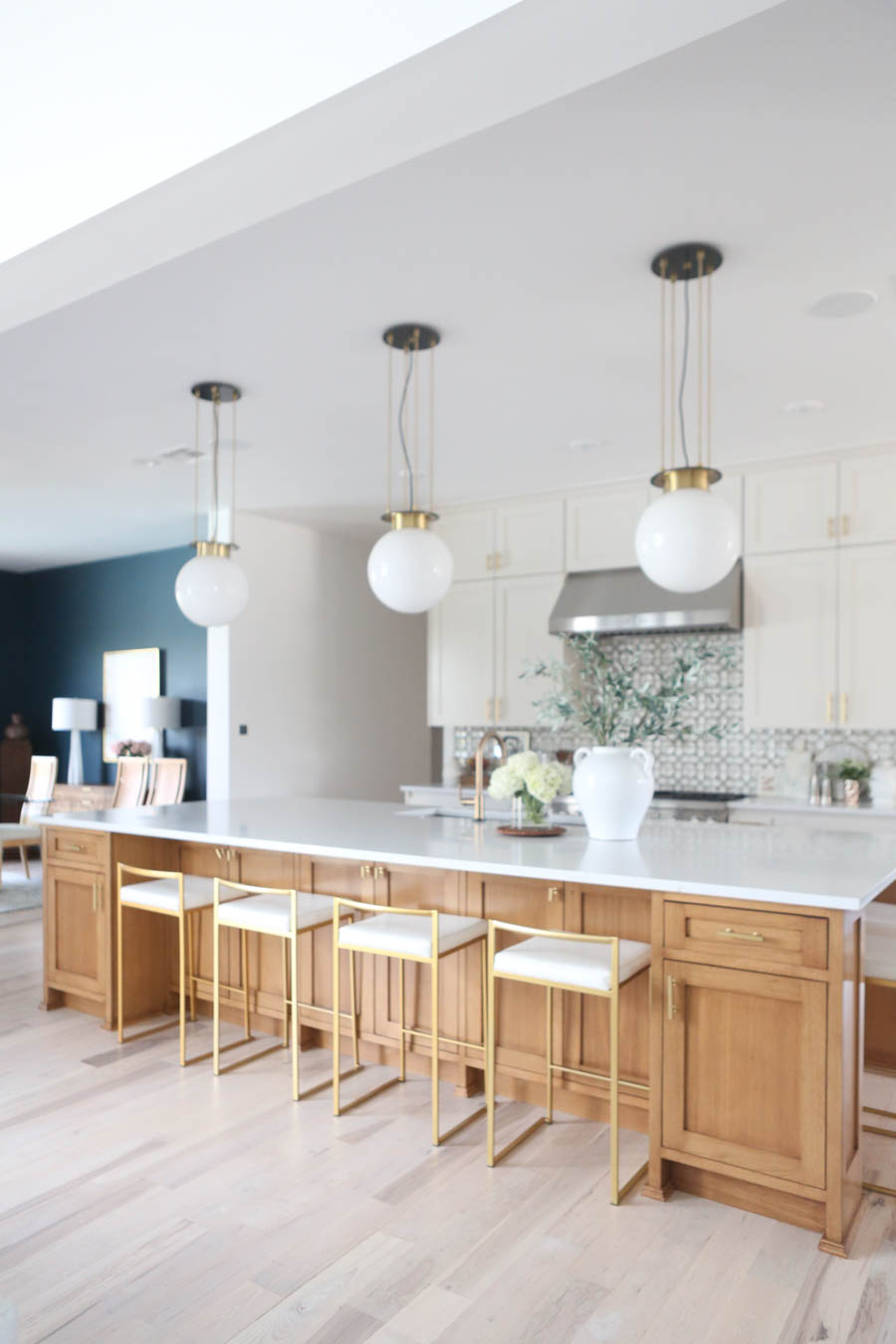 CC and MIke Kitchen Remodel Reveal large natural wood island with ...