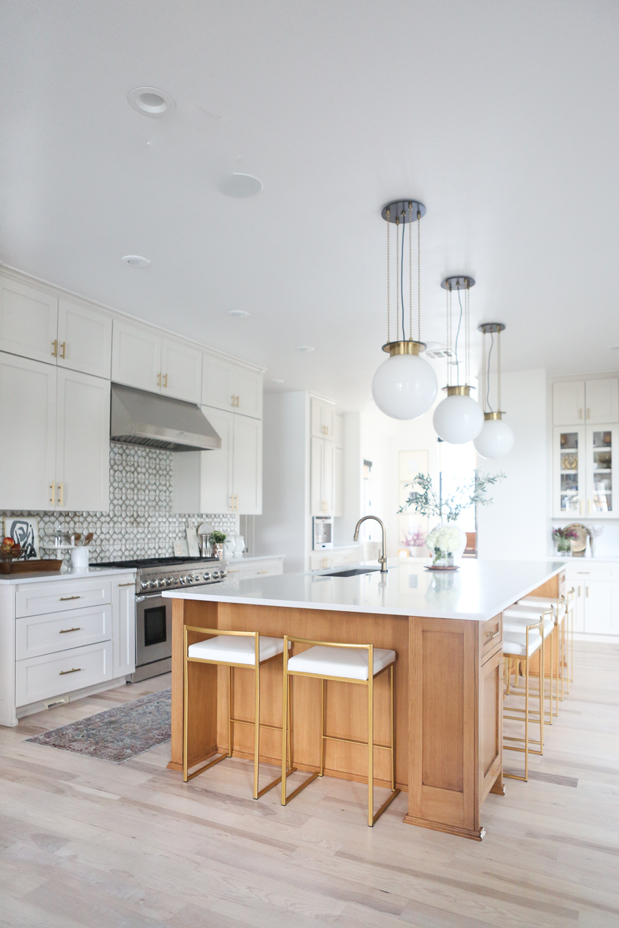 CC and MIke Kitchen Remodel Reveal large natural wood island with ...