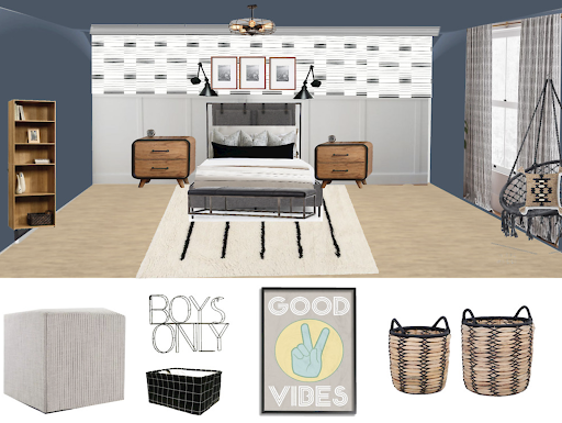 A design board for a Teen Bedroom Reveal