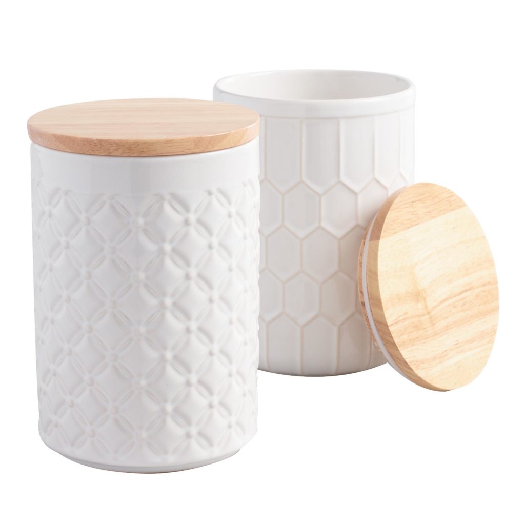 White Textured Ceramic Canisters